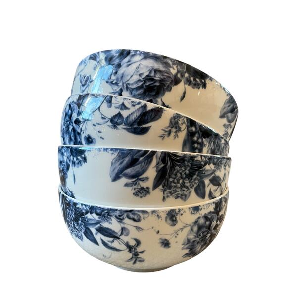 Mikasa PIPPA 
Blue & White Floral Bone China 6" Soup Bowls Set of Four New - Picture 5 of 13